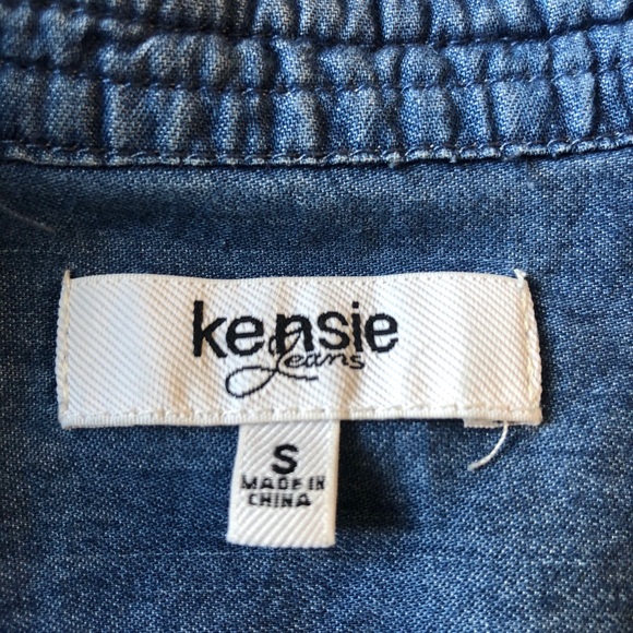 Kenzie chambray button down blouse with neck tie - Picture 3 of 12